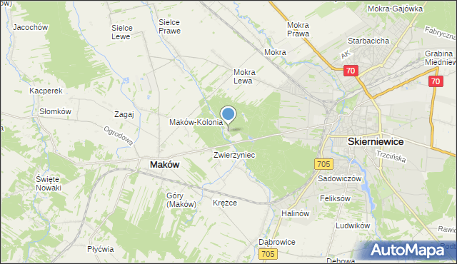 mapa Nadleśnictwo Skierniewice, Nadleśnictwo Skierniewice na mapie Targeo